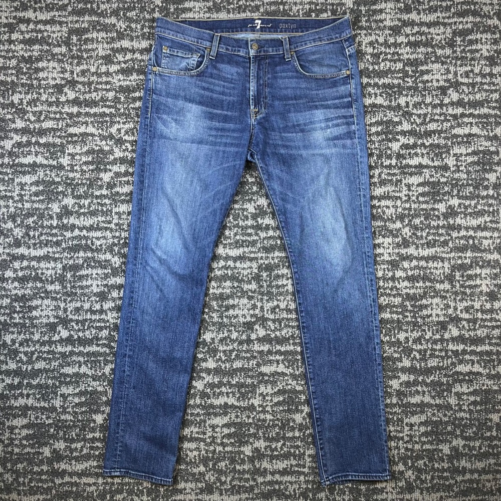 7 For All Mankind Jeans Mens 36 Paxtyn Blue Skinny Stretch Denim
